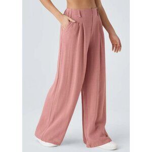 Halara High Waisted Palazzo Linen Feel Pants Rosette Size S Reg NWT 091